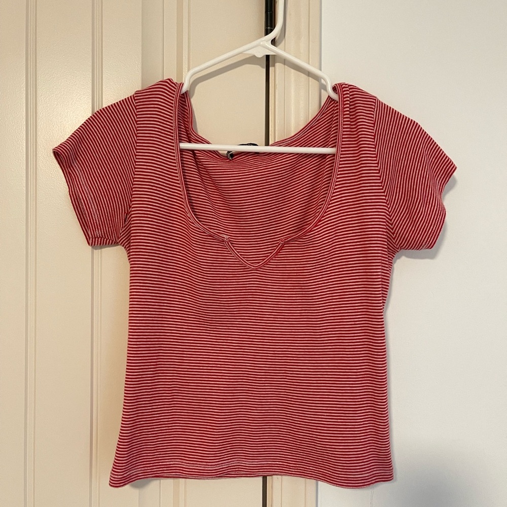 Brandy Red/ White Striped Tee
